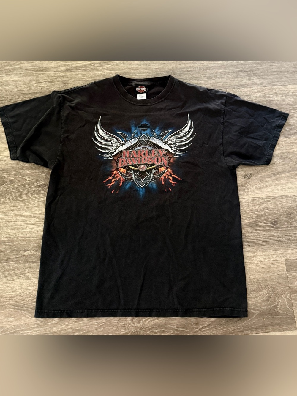 Vintage Harley Davidson T Shirt XL Black Orlando South Kissimmee FL Wings Graphi